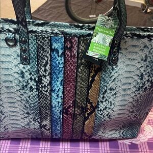 Badgley Mischka Multicolor Snakeskin Shoulder Bag